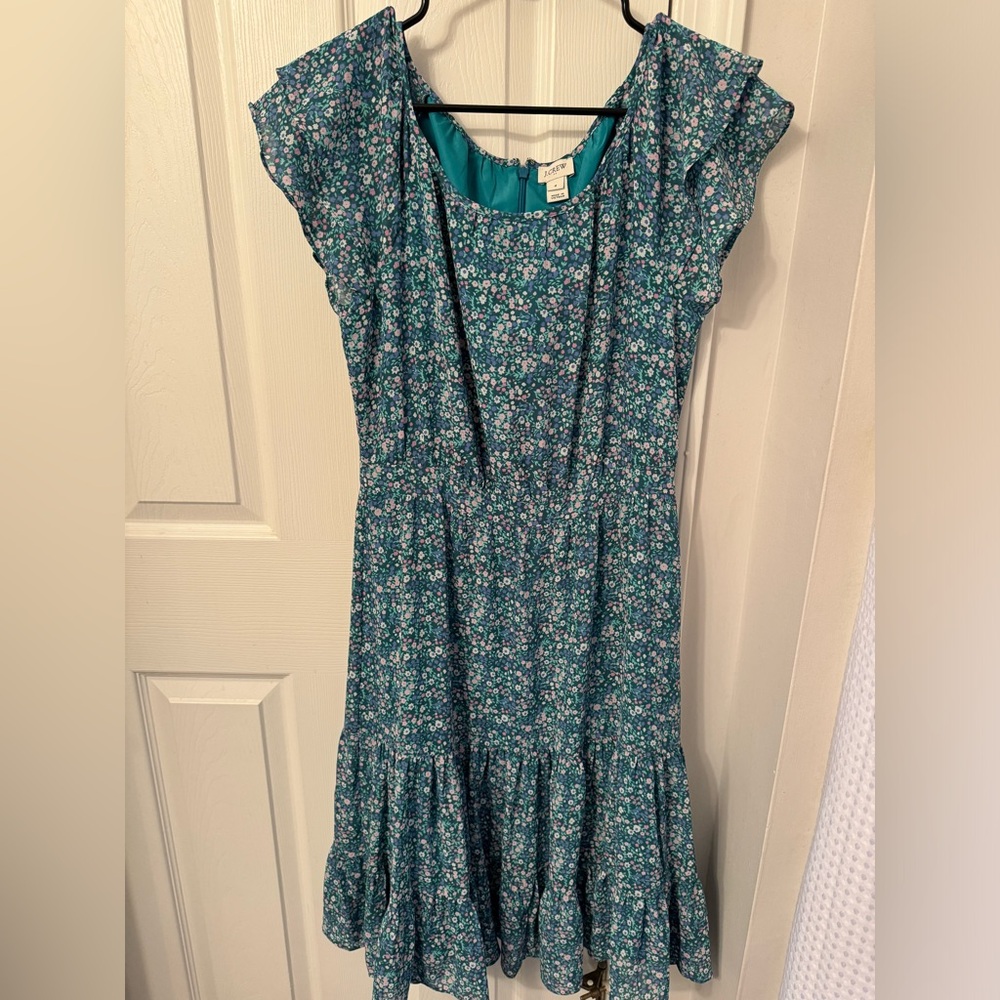 NWOT J. CREW FLORAL DRESS (longer) SIZE 4